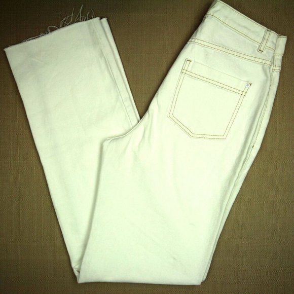 Re-Styld High Waist Straight Leg Jeans Women's Size 2 Raw Hem White Denim - Picture 4 of 9